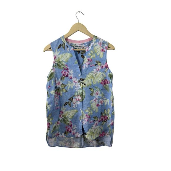 Tommy Bahama Small Coastalina Orchid Dreams Linen Button Front Tank Top Womens - Picture 1 of 13